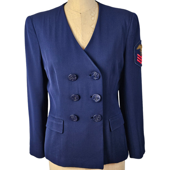 Jacket RARE Vintage Ralph Lauren 80s double breasted  navy blazer as is size 8 - Picture 1 of 16